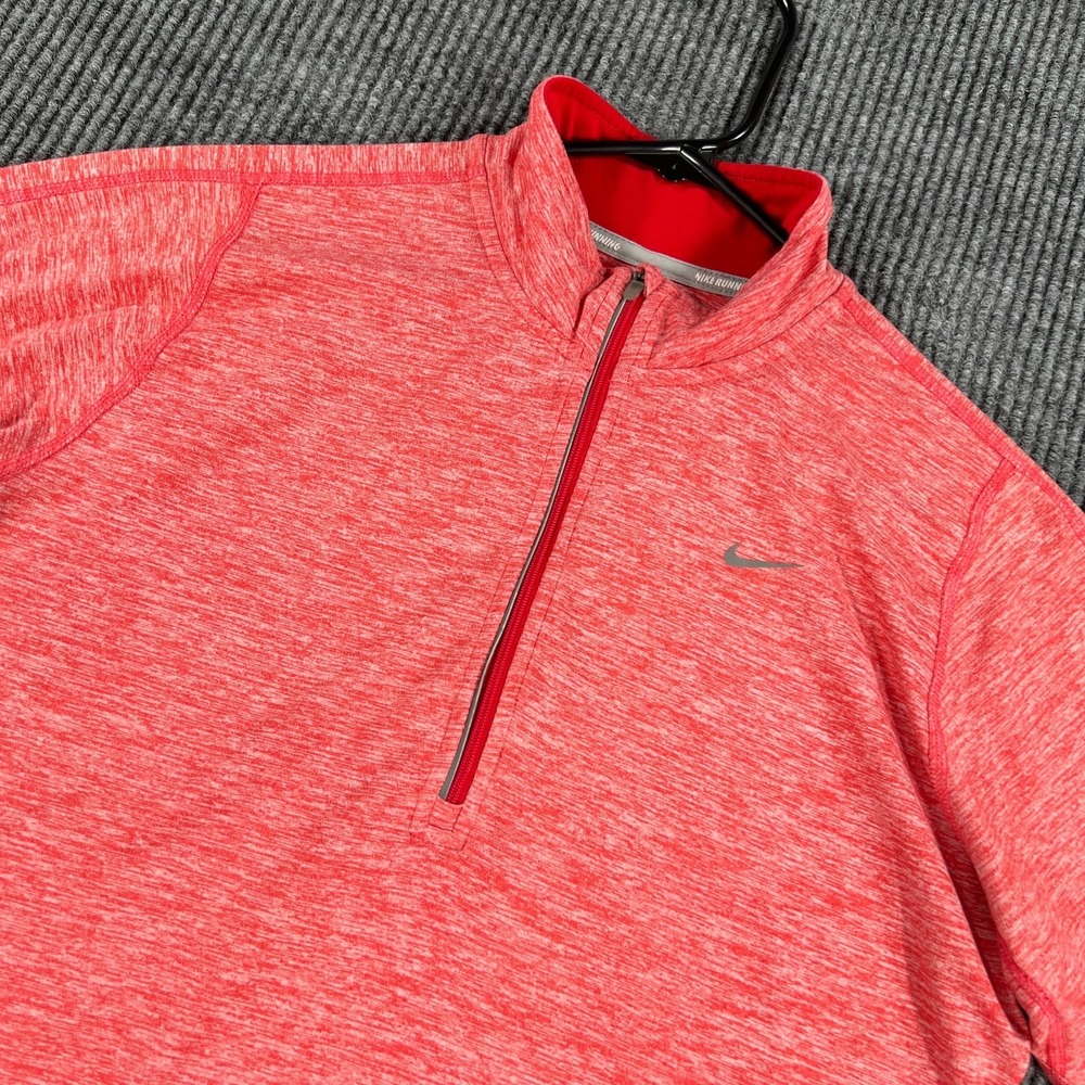 Nike Pullover Shirt Womens Medium Red Long Sleeve 1/4 Zip Running Gym Mock Neck